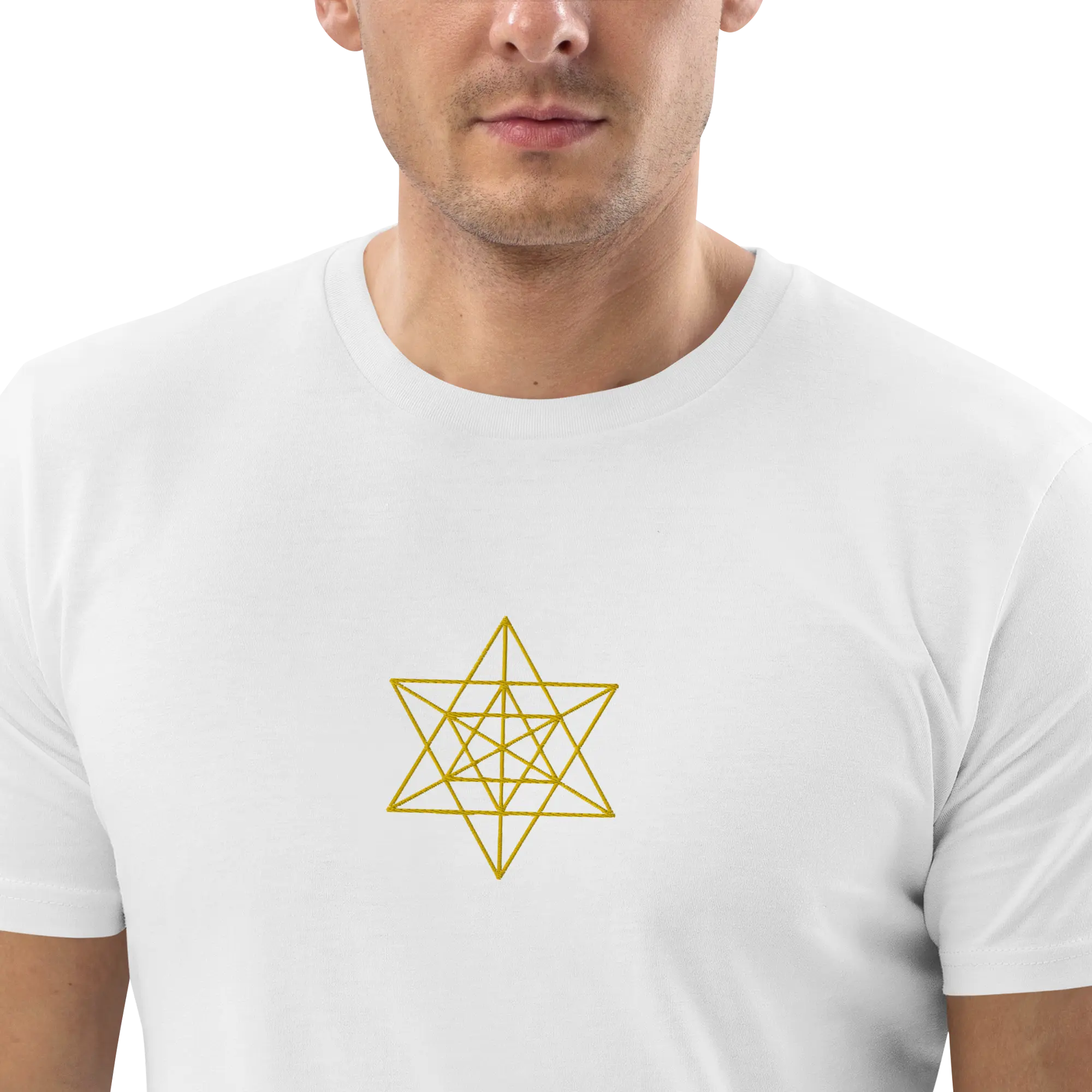 Gold Merkaba Embroidery White T-Shirt