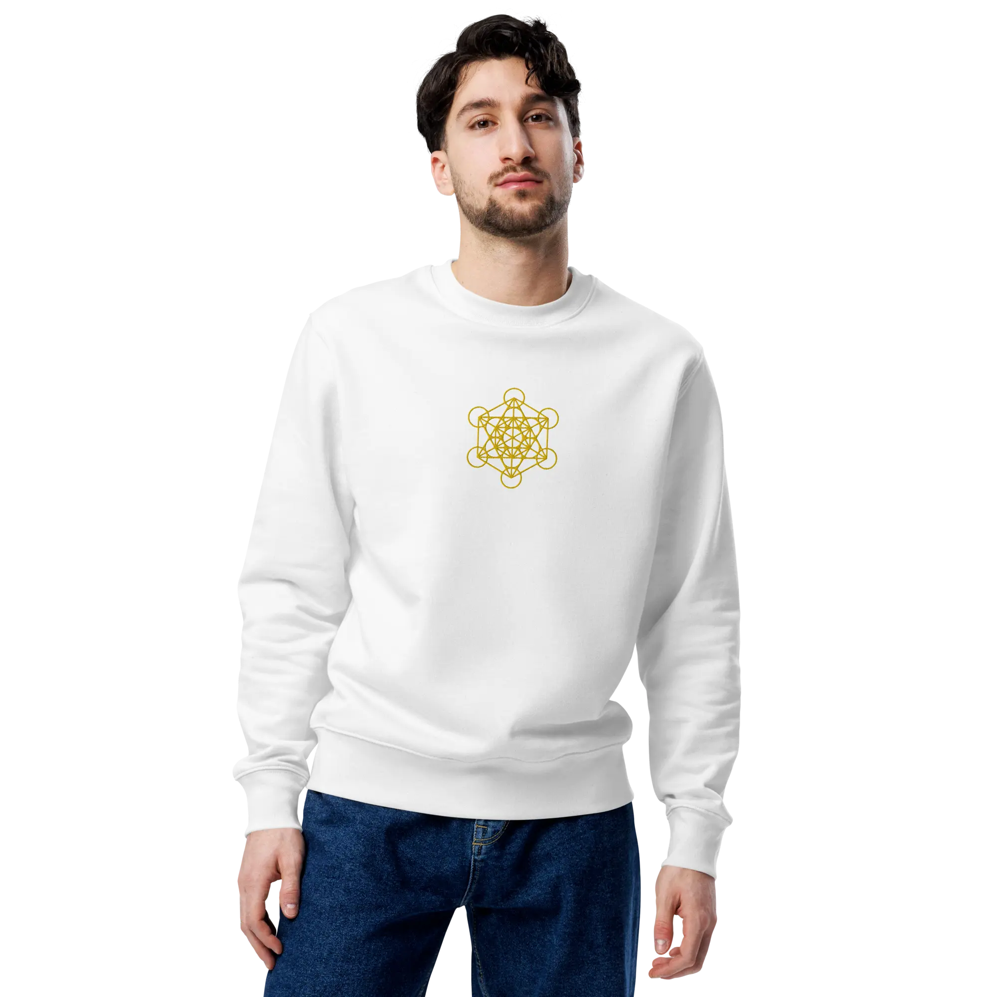 Gold Metatron's Cube Embroidery Sweatshirt